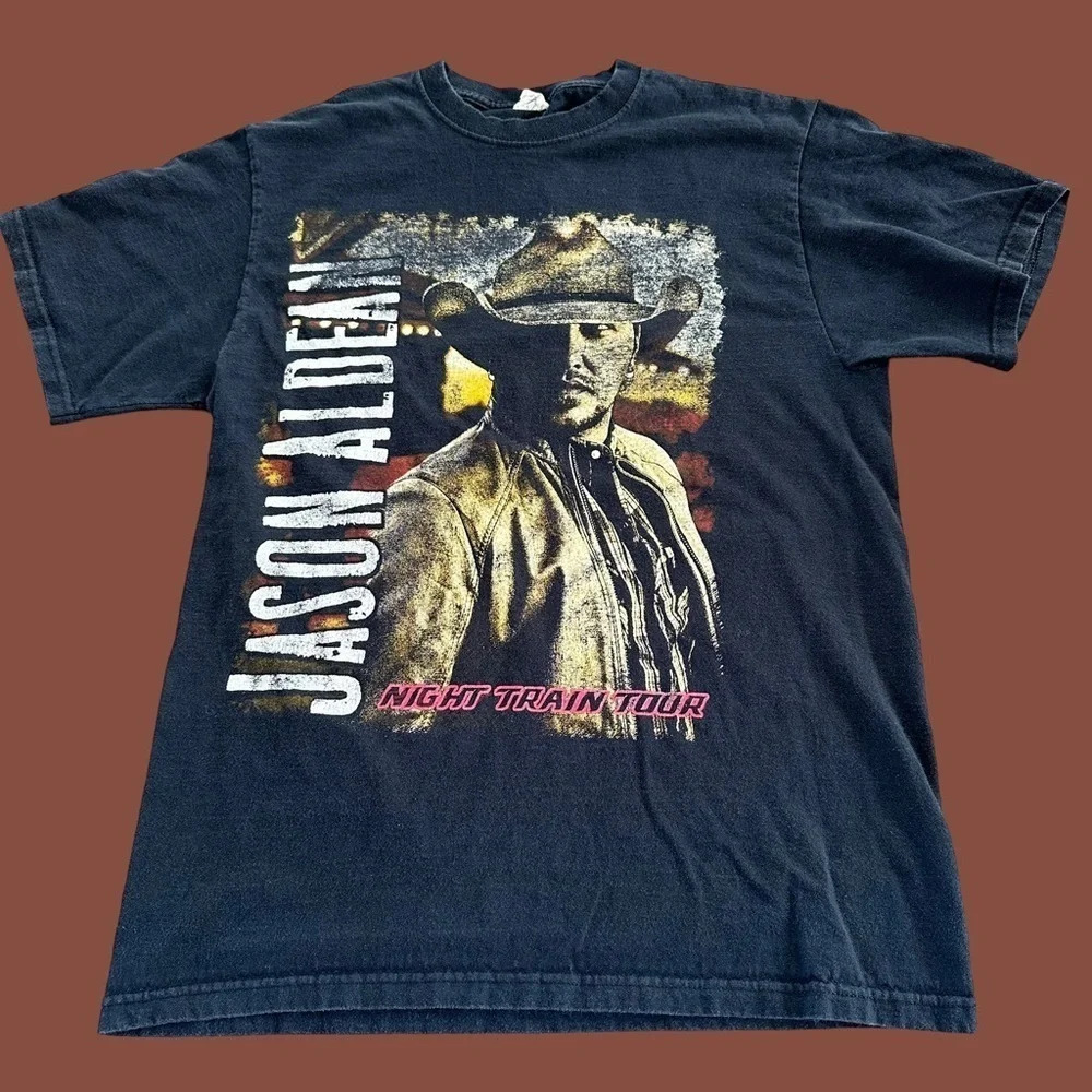 Jason Aldean Medium Black Graphic T Shirt Concert Tour‎ Dates Tee Night Train M